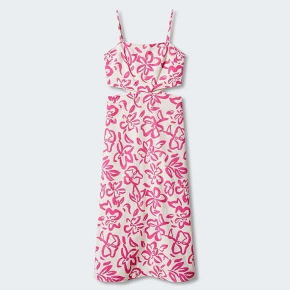 Mango printed linen blend dress with cut out details - Picture 10 of 10